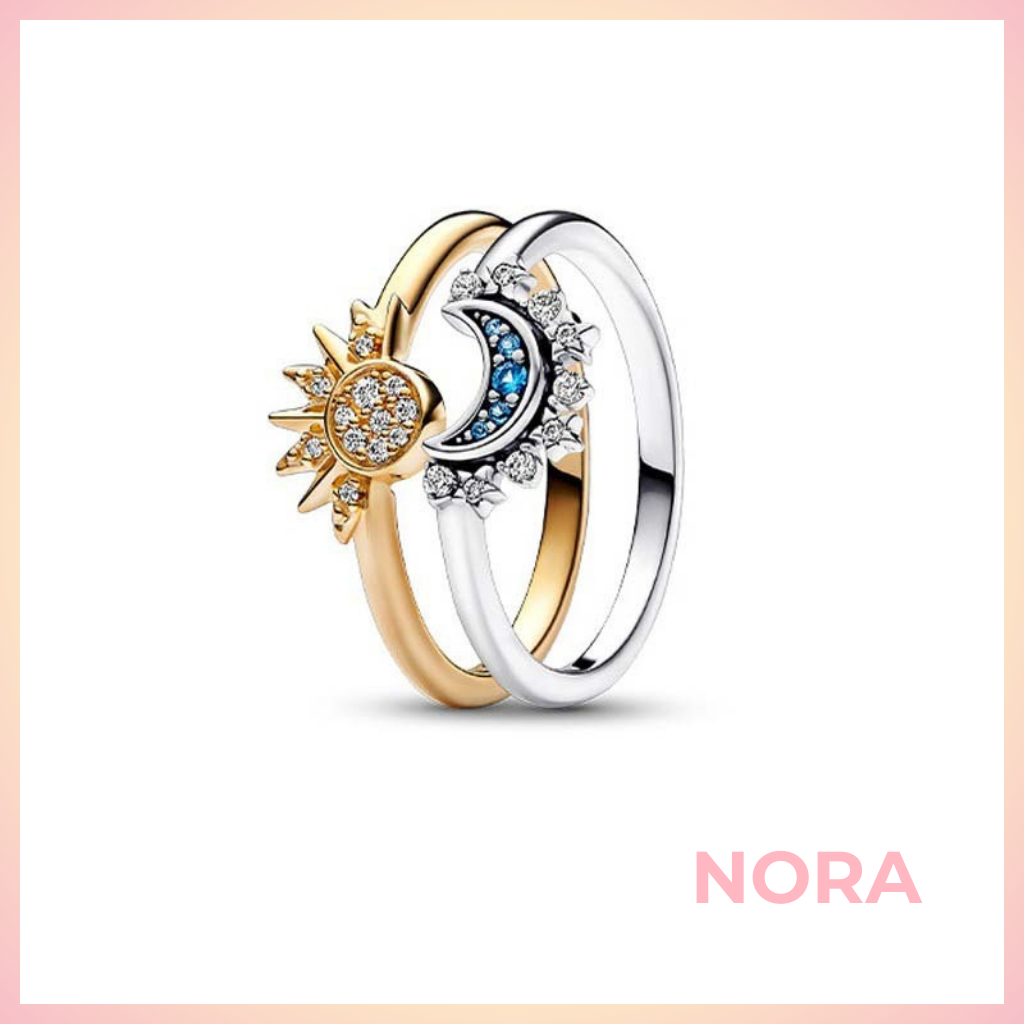 NORA Jewelry แหวนผู้หญิง แหวนคู่แฟชั่นดวงอาทิตย์และดวงจันทร์ ของขวัญ A-R2378