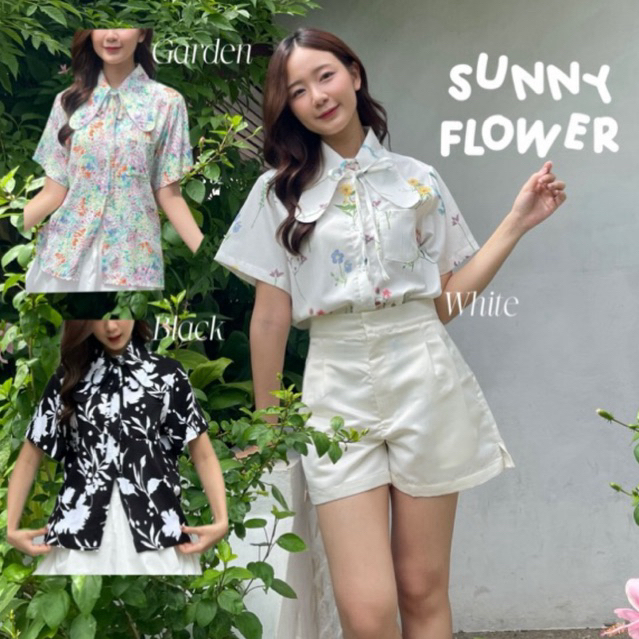 DL31- Sunny FLOWER เสื้อเชิ้ตพิมพ์ลายดอกไม้ | dressylismm