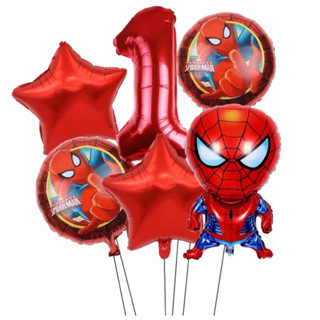 ลูกโป่งฟอยล์ธีมสไปเดอร์แมน 6 ชิ้น/ชุด ตัวเลข 32 นิ้วสําหรับต…