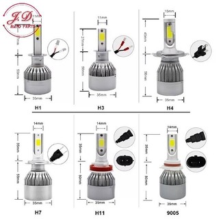 1คู่ ไฟหน้ารถยนต์ C6  LED  แสงสีขาว H1 H3 H4 H7 H11 9005  9006  36W  6000K