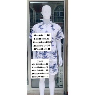 ชุดเซ็ทปกวิว ชุดเสื้อเชิ้ตลายมะพร้าว+กางเกงขาสั้น ลายช้าง ลา…
