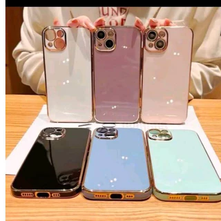 เคส TPU ขอบทอง สำหรับ iPhone 6 7 8 11 Pro max 12 12Pro max 13 13Promax 14Pro max 15Pro max สีสวย เรียบหรู ดูดี