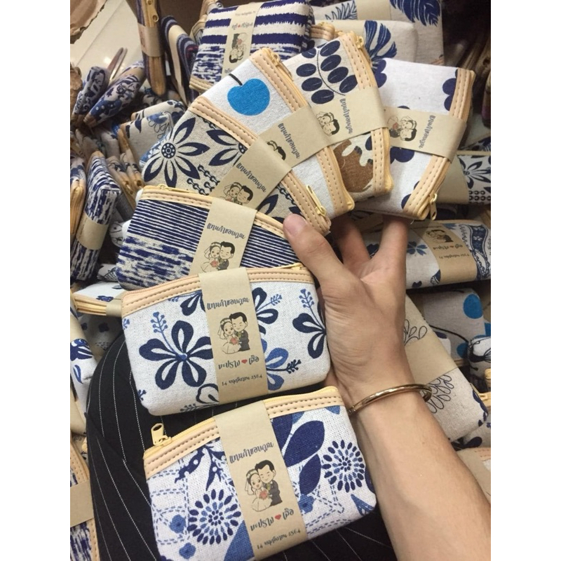 🌸กระเป๋าใส่เหรียญของชำร่วย 9 บาท แถมฟรีป้ายข้อความ ใส่เหรียญใส่บัตรประชาชน
