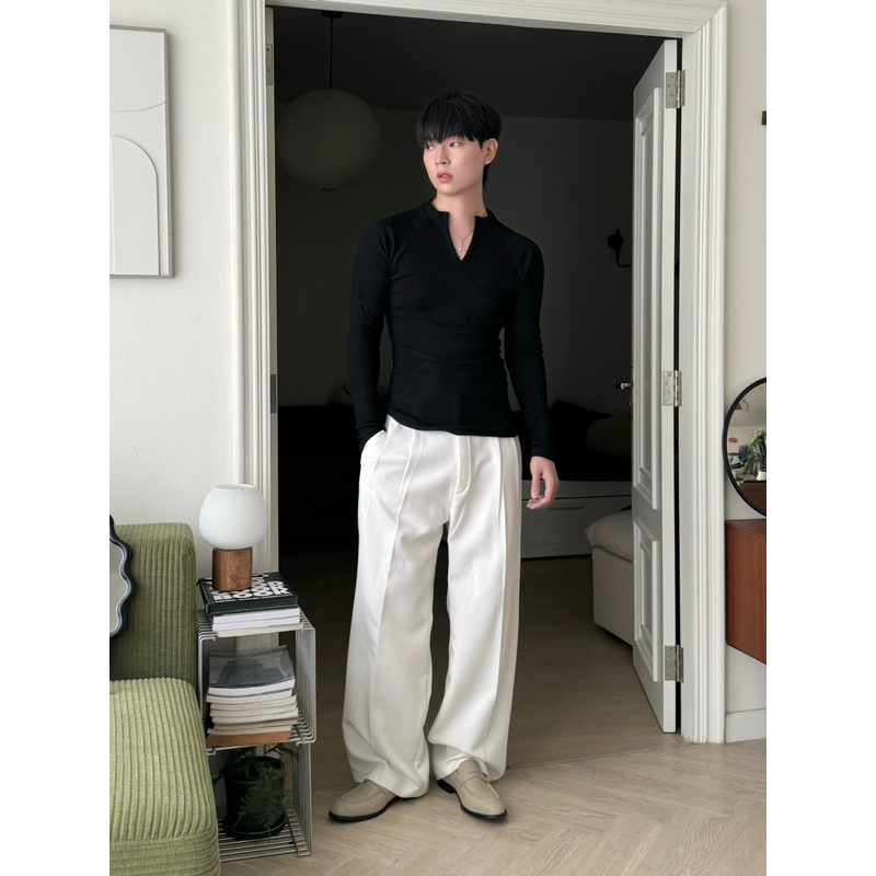 เสื้อยืดรัดรูปแขนยาว ผ้าร่องหนาพรีเมี่ยม แบรนด์ cozy vibe - รูปที่ 4