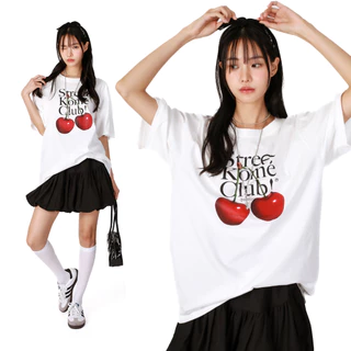 kome.offi เสื้อยืดโอเวอร์ไซส์ รุ่น street cherry t-shirt