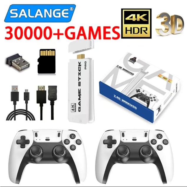 PlayStation เกม stick 4k M8 Pro การควบคุมวิดีโอแบบไร้สาย 2.4G เกมสำหรับทีวี มีเกมมากกว่า 20,000 เกม รับประกันหนึ่งปี