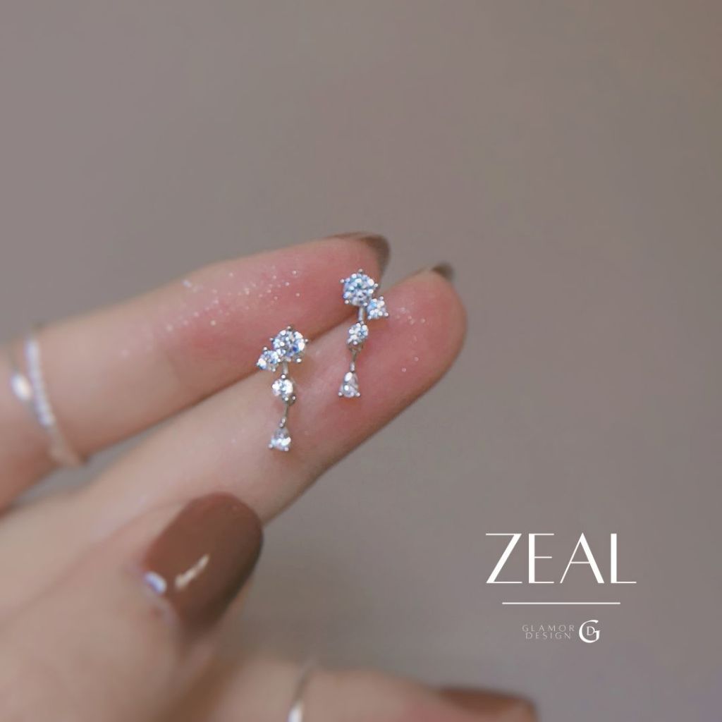 GLAMOR✨ต่างหูเพชร Zeal ตุ้มหูเพชร ต่างหูเงิน ต่างห ต่างหูแฟชั่น ต่างหูสไตล์กาหลี