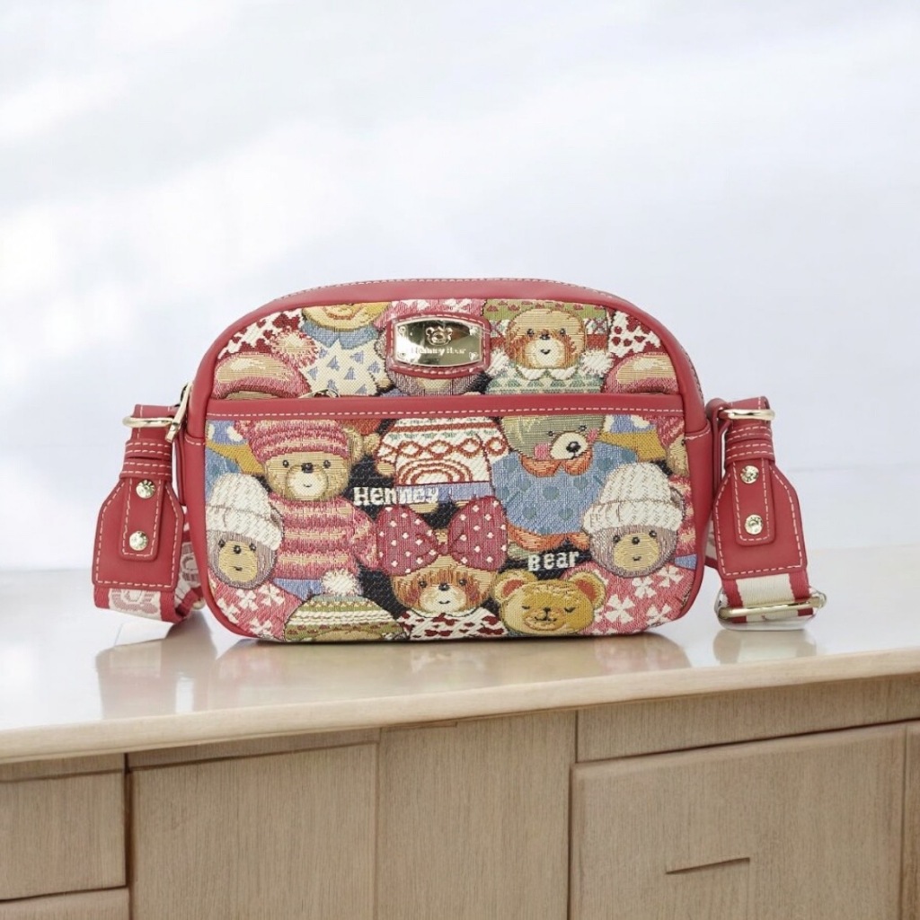 Henneybear-H1194 รุ่น Rainy bag ลาย Cute bear กระเป๋าสะพายข้าง กระเป๋าถือ ใส่ของจุใจ กระเป๋า COD