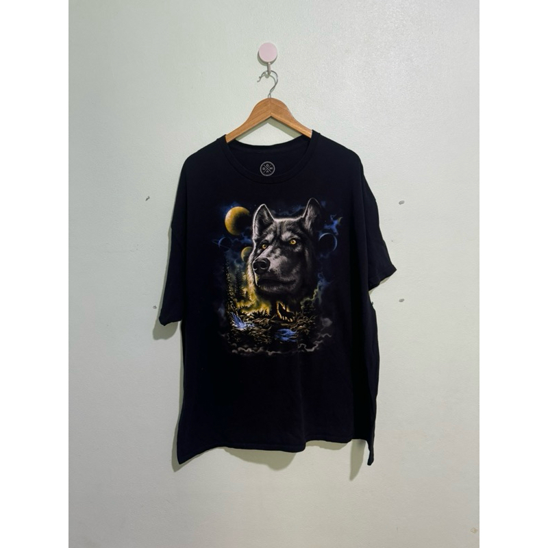 DOM Wolf T Shirt Mens 3XL Black Short Sleeve Wolves Wolf Moon Black