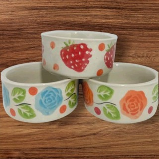 ถ้วยใส่อาหารเซรามิคขนาด4นิ้ว คละลายให้