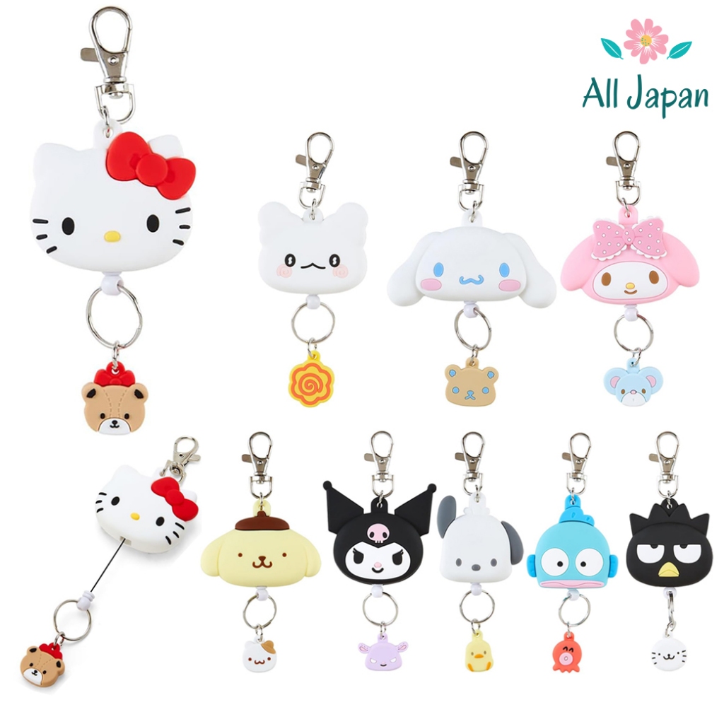 🌸พวงกุญแจ ซานริโอ้ Sanrio Reel Face Key Mascot Keychain Kitty Kuromi Mymelody Cinnamoroll พร้อมส่ง ของแท้ จากญี่ปุ่น
