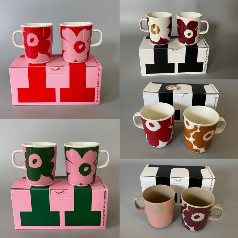 (พร้อมส่ง) marimekko Juhla unikko mug 2.5 DL (1 เซทมี 2 ใบ) ของแท้จากช้อป แก้วเซรามิค