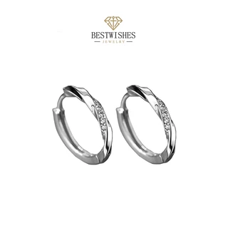 [ราคาต่อคู่] Moissanite โมบิอุส Möbius ตุ้มหูเพชร ต่างหูแฟชั่น 10mm RD005 ของขวัญ