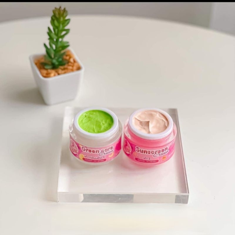 ครีมนางฟ้า เดอะแองเจิ้ล ชุดคู่ทากลางวัน ครีมกันแดด+ครีมเขียว ขนาด5กรัม