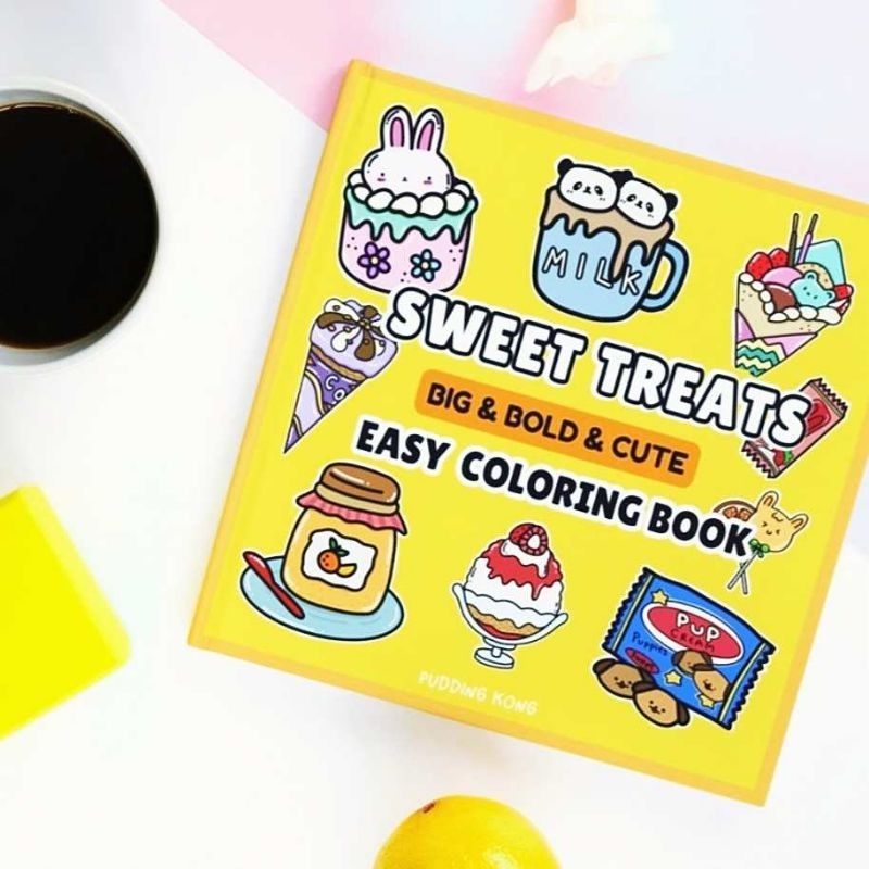 🇹🇭ส่งเร็ว สมุดระบายสี ขนมหวานน่ารัก ใช้มาร์คเกอร์ได้ Sweet treats coloring book by Pudding Kong