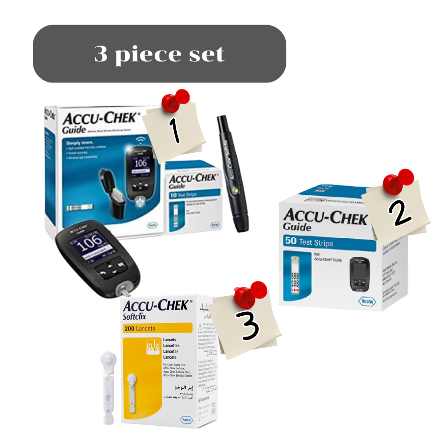เซต 3 ชิ้น Accu-Chek Guide Meter Set+Accu-Check Guide 50 Strips+Accu-Chek Softclix 200 Lancet