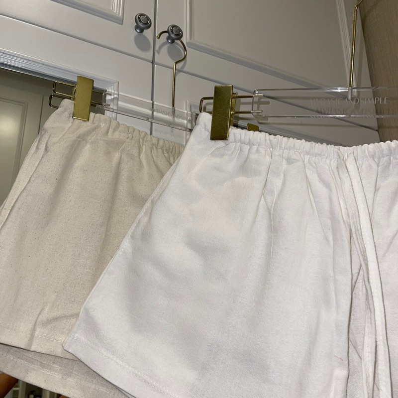 MYBASIC | BEACH SHORTS (สีพื้น) กางเกงขาสั้น cotton blend ขอบเล็ก ผ้าไม่บาง ไม่เห็นชั้นในค่ะ