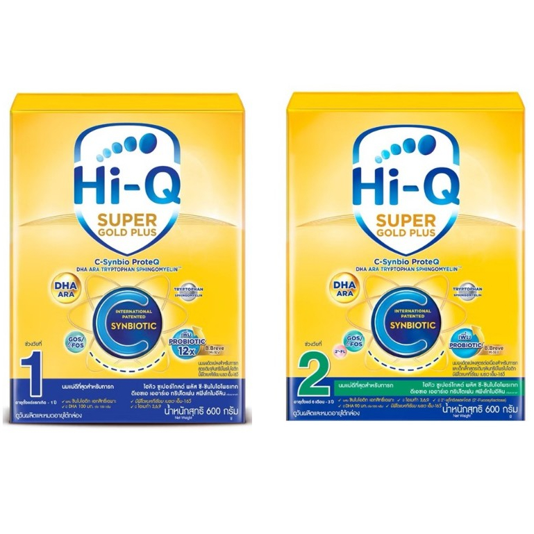 Hi-q super gold plus-cไฮคิว ซูเปอร์โกลด์ พลัส ซี ซินไบโอโพรเทก เหมาะสำหรับเด็กผ่าคลอด สูตร1 และ สูตร2 ขนาด 600กรัม