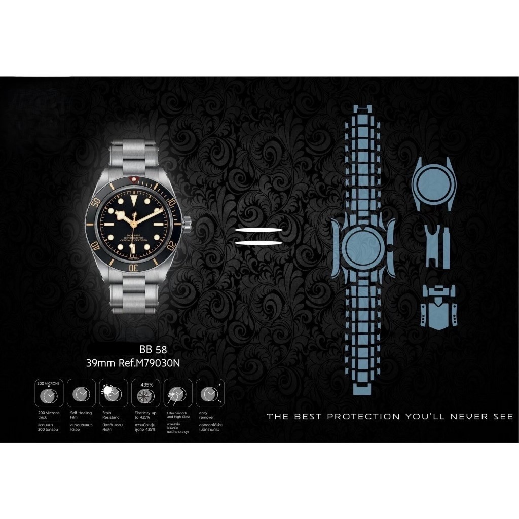 ฟิล์มกันรอยนาฬิกา Protection Film สำหรับ แบรนด์ TUDOR BLACK BAY 58 39MM Ref.M79030N
