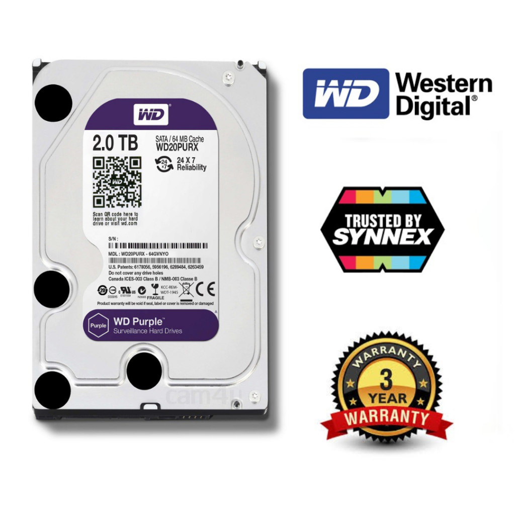 HDD CCTV WD 2TB รับประกันของ SYNNEX