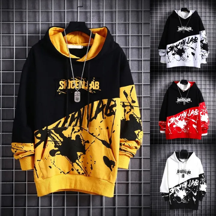 [ โปร 11.11 ลดแรง ] พร้อมส่ง เสื้อกันหนาวเสื้อฮู้ด สไตล์เกาหลี 4สี (ดำ แดง เหลือง สีขาว)