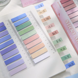 Sticky Notes Index แฟ้มไม้บรรทัด แบบกระดาษ มีกาวด้านหลัง เขียนได้ ไม่กันน้ำ มี 10 สี สีล่ะ 20 ชิ้น