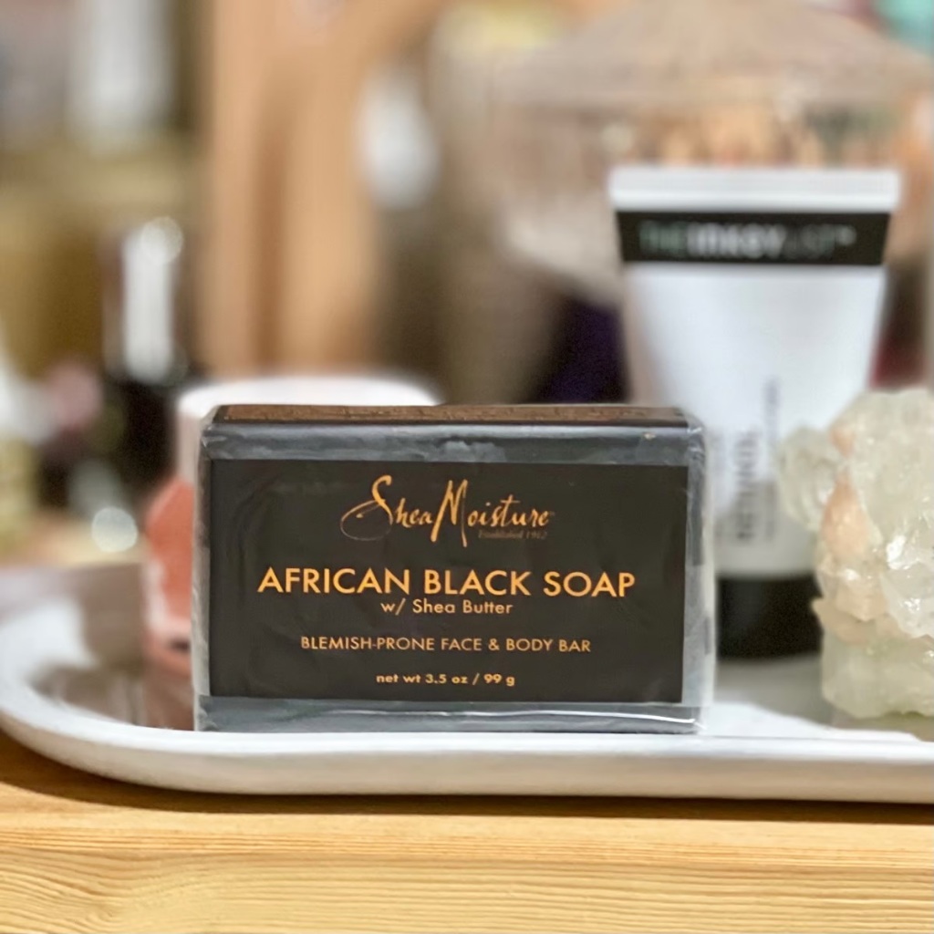 (พร้อมส่ง) สินค้านำเข้า ของแท้ 100%SheaMoisture, African Black Bar Soap with Shea Butter, Blemish Pr
