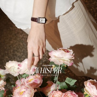 pasonne.co นาฬิกาข้อมือ รุ่น whisper สายสีน้ำตาลเข้ม ขอบสีเง…
