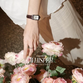 pasonne.co นาฬิกาข้อมือ รุ่น whisper สายสีน้ำตาลเข้ม ขอบสีเงิน