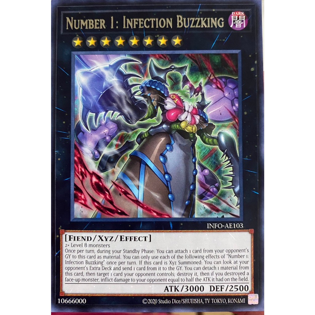 Yugioh Asia-Eng [INFO-AE103] Number 1: Infection Buzzking (Rare) การ์ดยูกิแท้ถูกลิขสิทธิ์