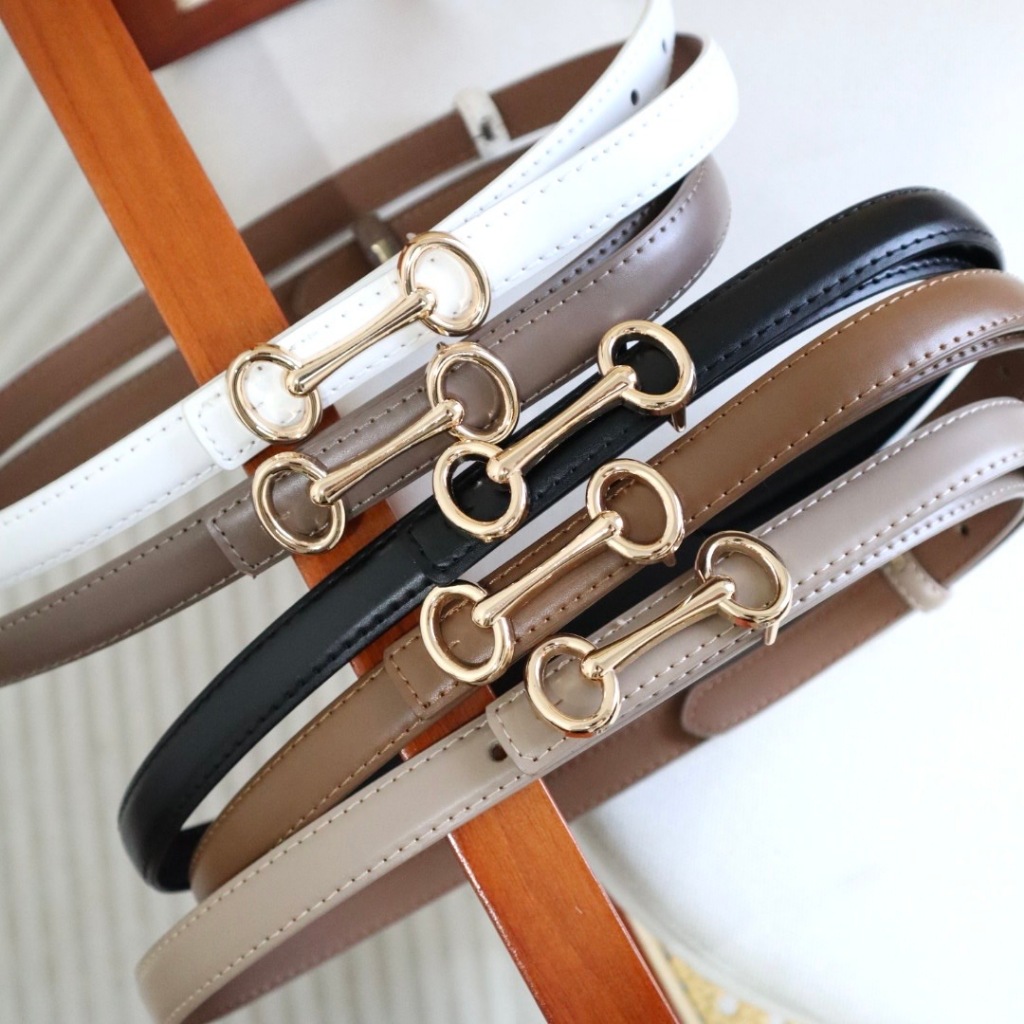 หนังแท้ แบรนด์LULU RL-532 เข็มขัดหนังแท้ หัวเข็มขัดสีทอง หุ้มหนังทั้งเส้น
