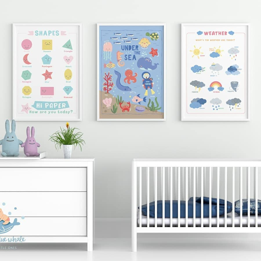 Baby Blue Whales โปสเตอร์เด็ก รูปทรง ใส่ชื่อได้ / Personalized Shapes Poster [Pre-Order รอสินค้า 7-14 วัน] ราคา ถูกที่สุด ดีลบีเคเค แกลเลอรีภาพที่ 9