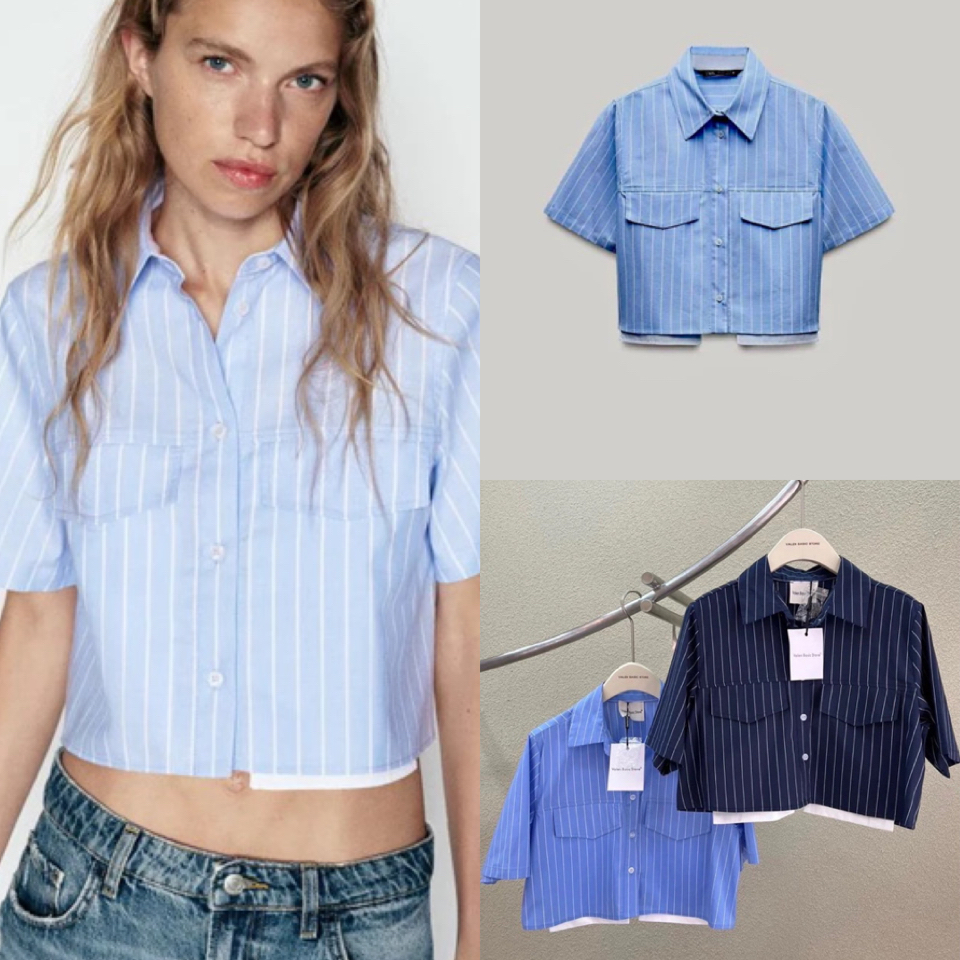 ZR crop shirt เสื้อเชิ้ตทรงครอปแขนสั้นสุดชิค ดีเทลแต่งกระเป๋าหน้า 2ข้างเก๋ๆ ผ้า cotton เนื้อดี งานชนช็อปซาร่าเลยค่า