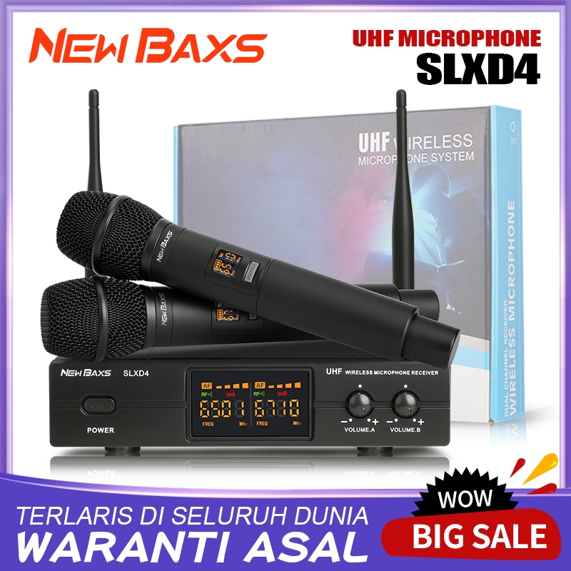 NEW BAXS SLXD4 ไมโครโฟนโลหะมือถือไร้สาย  หนึ่งเครนสองครอบครัว KTV คาราโอเกะพิเศษ FM U ส่วนหนึ่งของกา