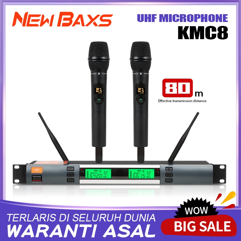 NEW BAXS KMC8 ไมโครโฟนมืออาชีพหนึ่งลากสอง UHF ไร้สายเซ็กเมนต์ปรับความถี่พูดคุยง่ายบ้าน KTV COD