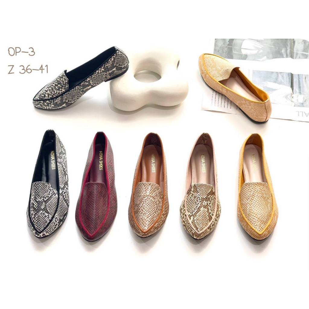 Niwa Shoes รองเท้าคัทชู รองเท้าบัลเล่ต์ ไม่มีส้น รุ่น OP-3