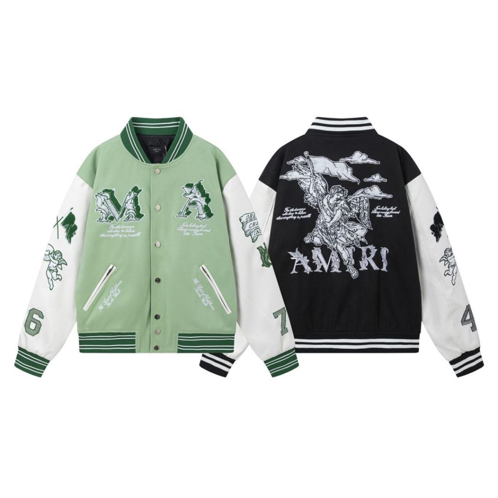 AMIRI Angel Pattern Lapel Baseball Jacket Same Style jacket