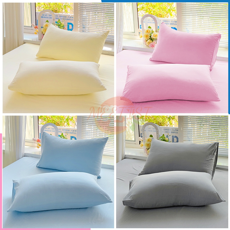 ปลอกหมอน สีทึบ ชุดปลอกหมอน หนุน ผ้า ใยสังเคราะห์100% 19 x 29 นิ้ว (48 x 74 cm)