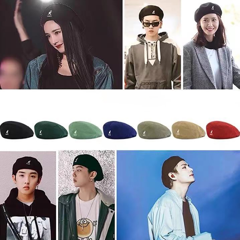 kangol หมวกเบเร่ต์ ลายจิงโจ้ ตาข่าย สไตล์เรโทร สําหรับผู้หญิง และผู้ชาย
