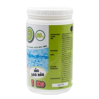 คลอรีน 90% ชนิดเม็ด 15 กรัม TCCA 90% ตรา DETSO บรรจุ 1 กิโลกรัมในกระปุก