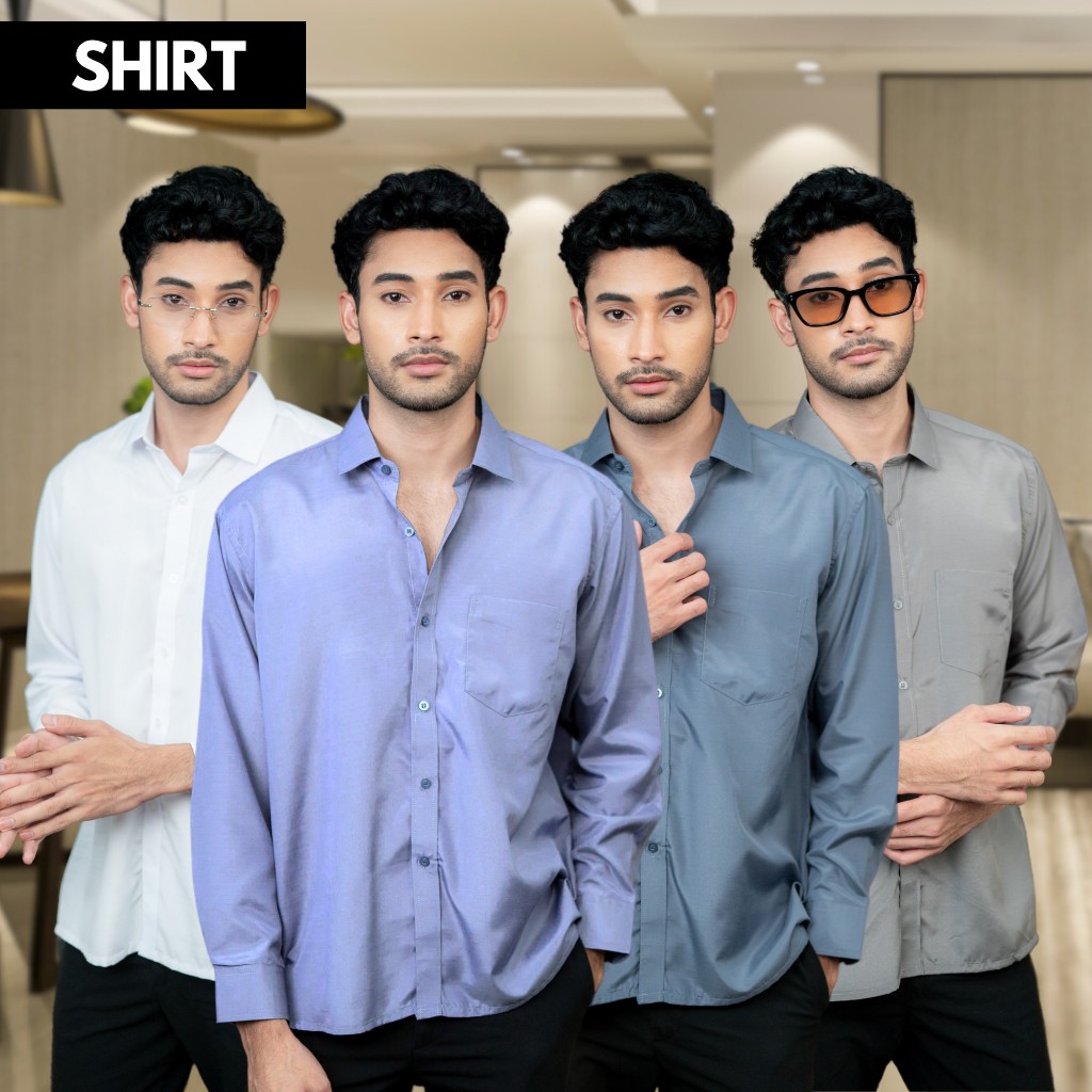 เสื้อเชิ้ตผู้ชายแขนยาว ทรงพอดีตัวในสไตล์ที่ใช่ และเหมาะกับทุกสถานการณ์ KR49วาริสมุสลิม