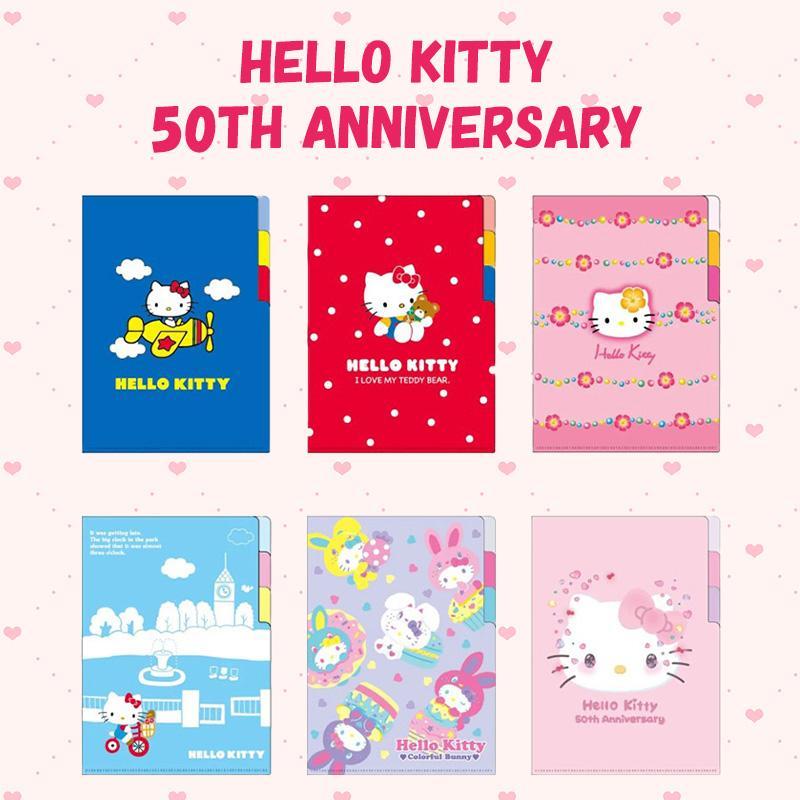 Sanrio HelloKitty 50th Anniversary Clear File A5 3 Pocket Kitty KT ขนาด W155×H220×D1mm