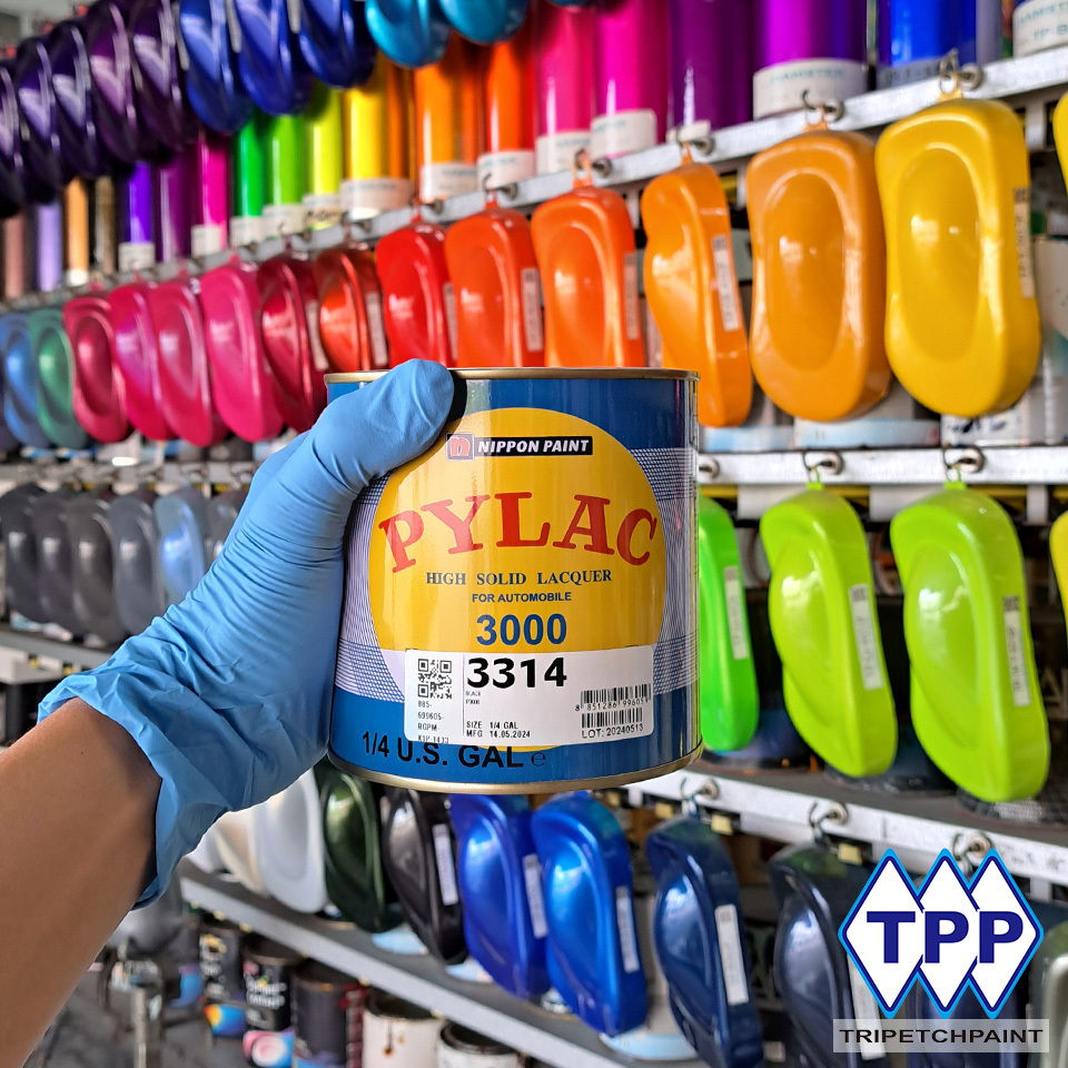 สีพ่นไพแลค3000  สีดำเงา ตราผึ้ง เบอร์ 3314 ขนาด กระป๋อง 1ลิตร