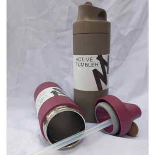 Active Tumbler 550 ml.กระบอกน้ำเก็บอุณหภูมิ ใส่ได้ทั้งร้อน-เย็น มีหลอดดูดในตัว รับประกันคืนได้