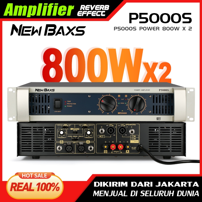 NEW BAXS เครื่องขยายเสียง P5000S เครื่องขยายเสียงระดับมืออาชีพ 800W*2 2ช่อง 8 โอห์ม/4 โอห์ม การแสดงบนเวที สินค้าออริจิน