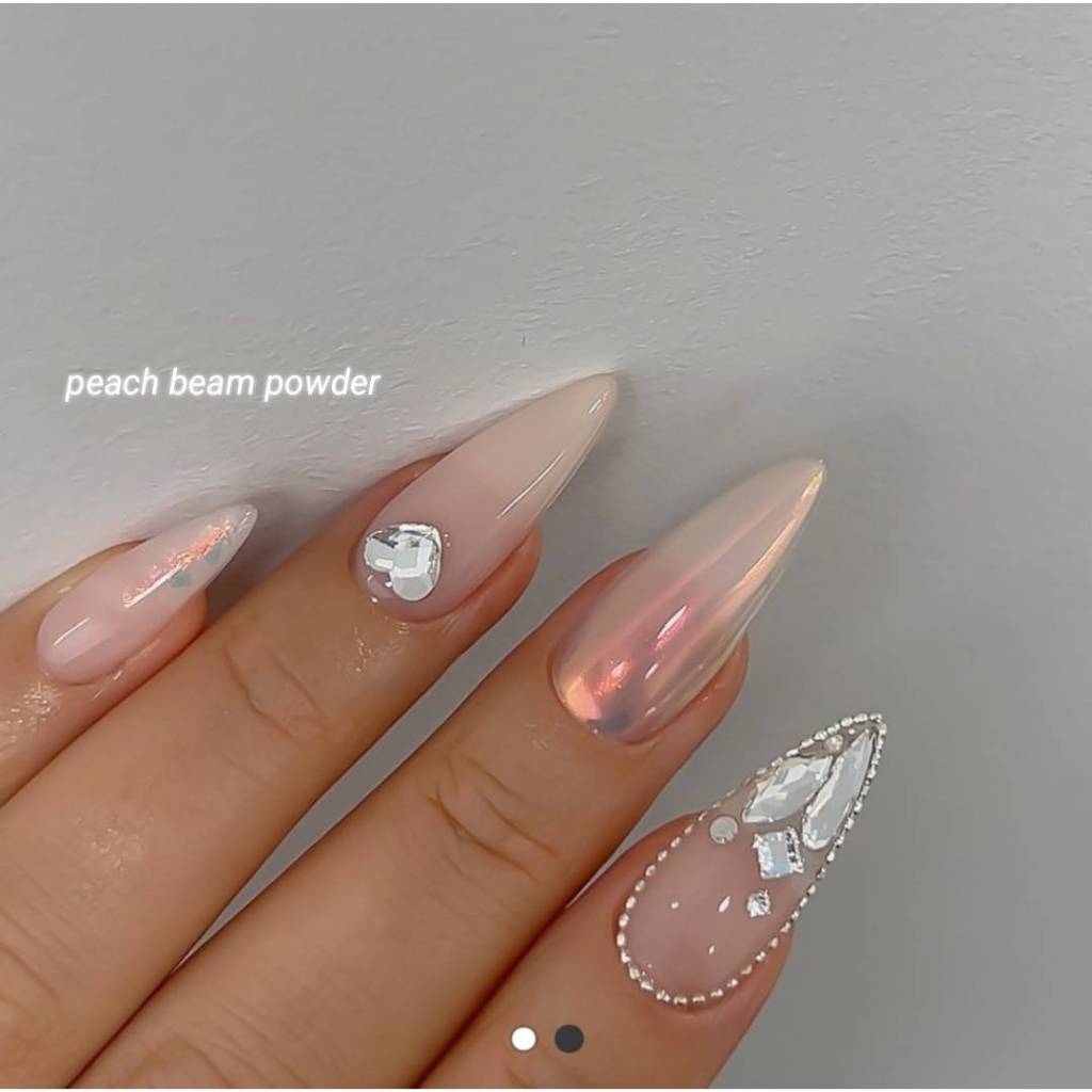 ผงขัดเล็บกระปุก Peach Beam Mirror Powder เนื้อโปร่งแสง โดอิ Doi by NailBayo ของแท้จากเกาหลี