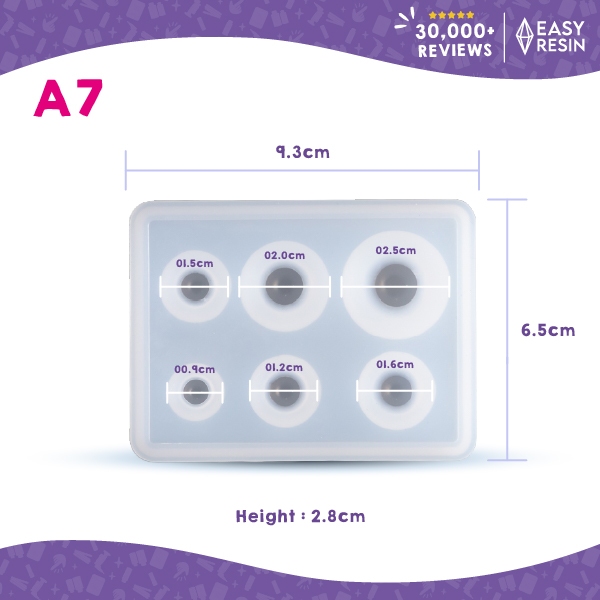 เเม่พิมพ์เรซิ่น(ซิลิโคน)เงา ขนาด: 9.3x6.5x2.8cm. (A7)-Easy Resin