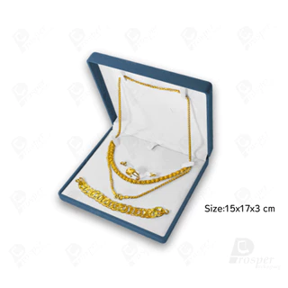 รวมกล่องกำมะหยี่ใส่เซ็ตเครื่องประดับ แหวน ต่างหู สร้อยคอ ขนาด 15x17x3 cm จัดเก็บได้ครบชุดจิวเวอรี่