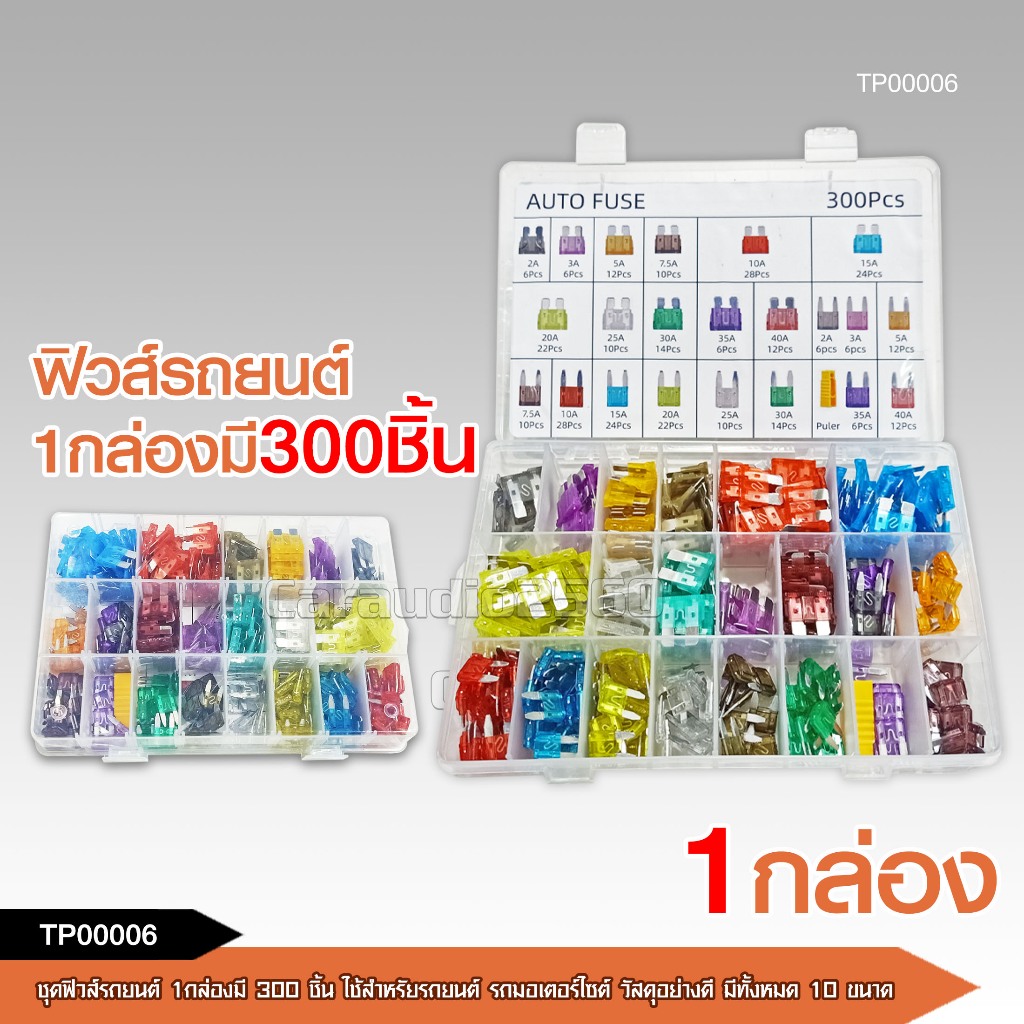 caraudio2560 ชุดฟิวส์รถยนต์ยานยนต์ 300pcs RV ฟิวส์มาตรฐาน - ชุดฟิวส์ใบมีด ATO อัตโนมัติ