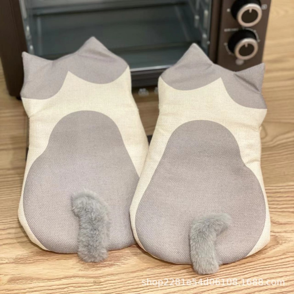 การ์ตูนแมวเตาอบถุงมือ Steamer Insulated ถุงมือหนาถุงมือเตาอบไมโครเวฟ  ราคาต่อคู่ ราคา ถูกที่สุด ดีลบีเคเค แกลเลอรีภาพที่ 2